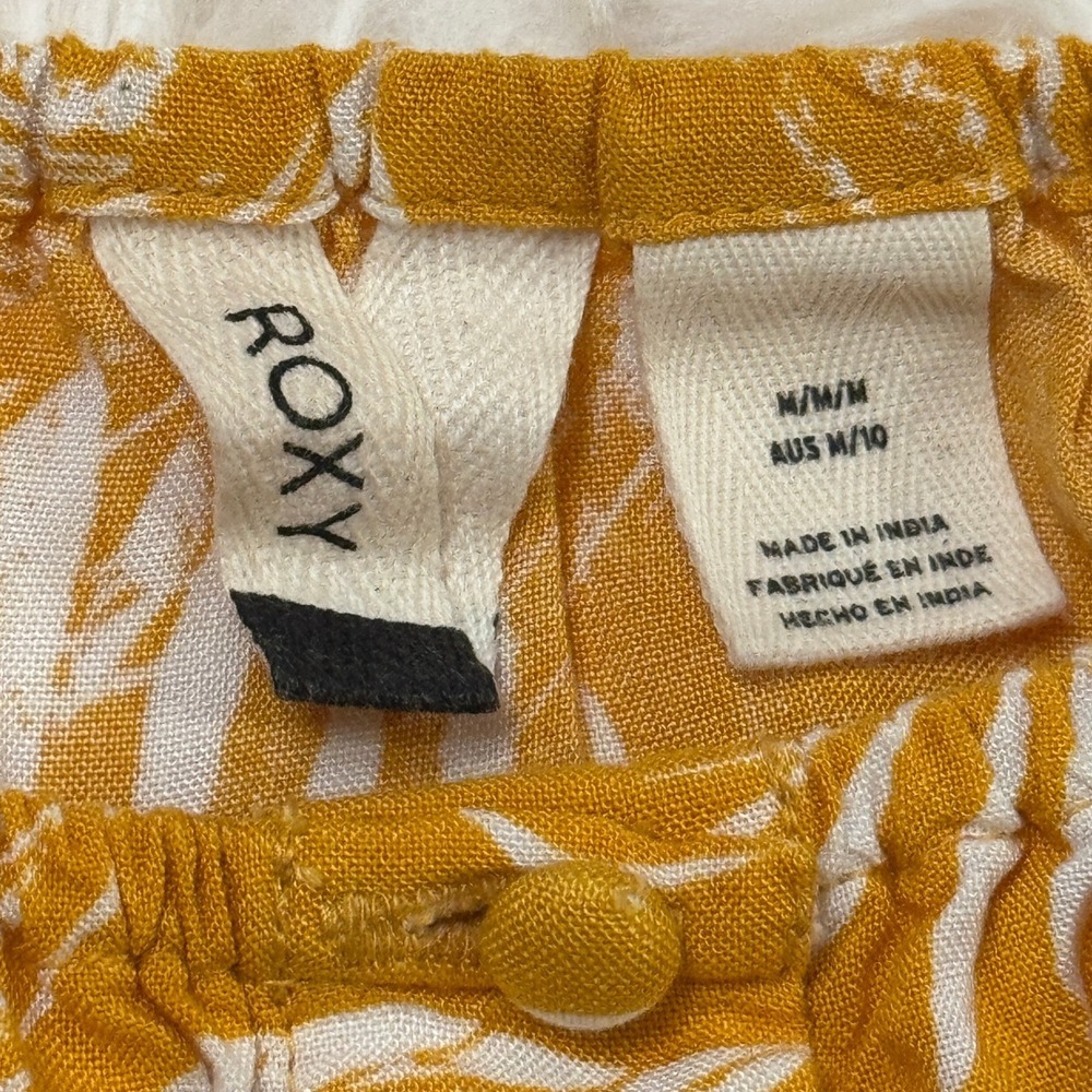 Roxy Women 2 Piece Set Mustard Yellow Tropical Floral Crop Top Mini Skirt Size M - Picture 8 of 8